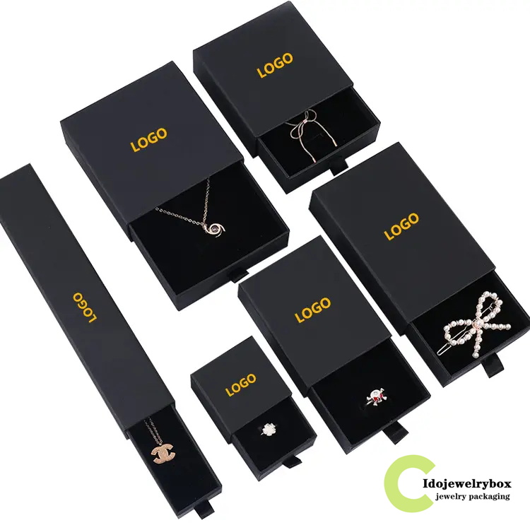 Cardboard drawer sliding necklace earrings bracelet ring custom gift paper packaging jewelry box